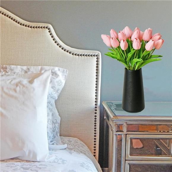 20pcs Light Pink Artificial Tulip Silk Flowers 13.5" Kitchen Wedding Decorations - Picture 3 of 6